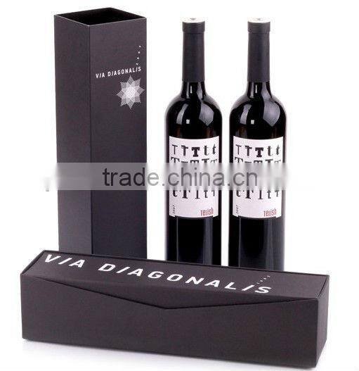 Hot!!! 2014 Made-in-China Black Classic Craft Paper Packaging For Single Wine Bottle(ZDP14-W001)