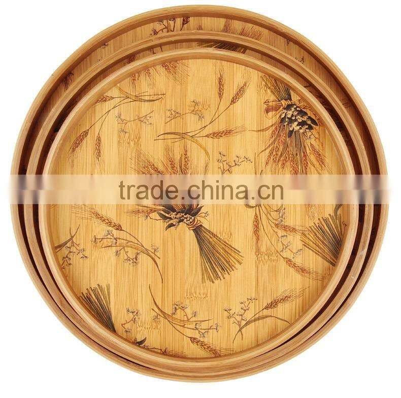 BR901/Traditional Classical Chinese Kongfu Bamboo Round Charger Tea Tray