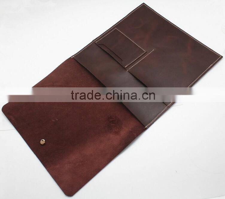 Durable real leather laptop case with strap