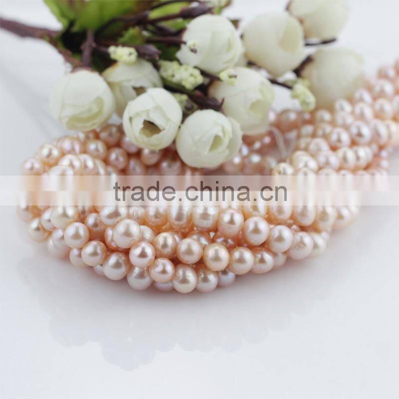 8mm AA grade potato natural shiny luster peach pink pearl string