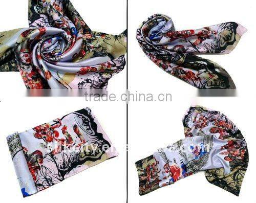 Laday's Lastest Winter print square silk scarf