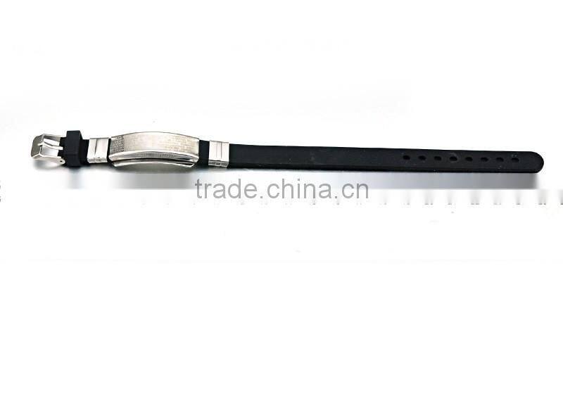 Popular Laser lettering bracelet stainless steel religious bangle black silicone bracelet