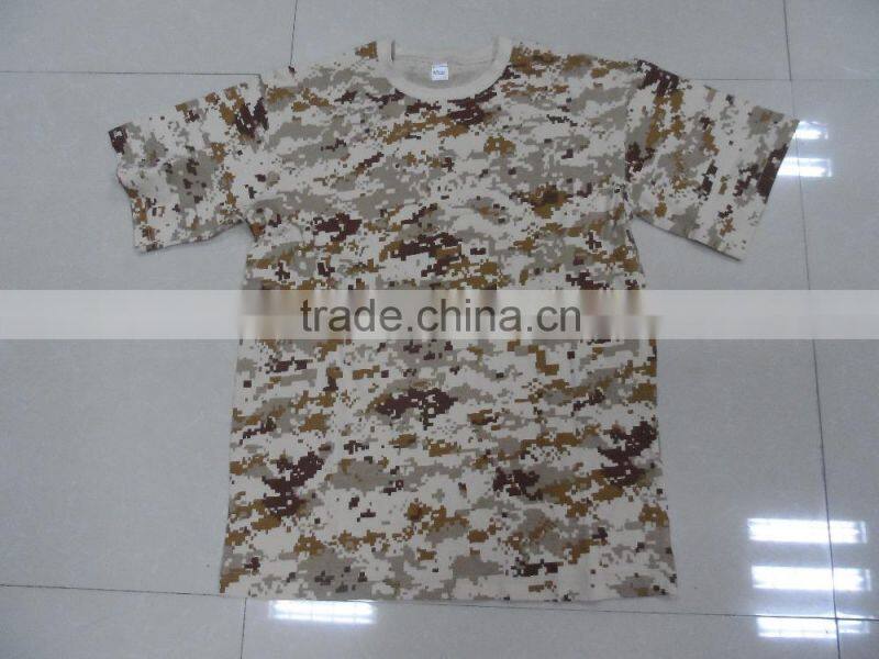 Custom made 60% cotton 40% polyester jersey full print desert digital camouflage print army short sleeve t shirt