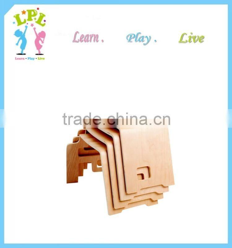 2016 New design nursery school furniture multi-function stackable wood chair kids study chair