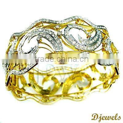 Diamond Bangles, Broad Bangles, Diamond Gold Bangles