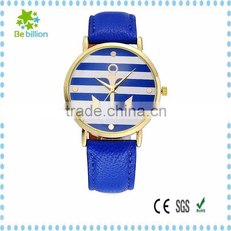 Mixed colors pu belt Geneva watch , anchor woman watch ,geneva woman watch