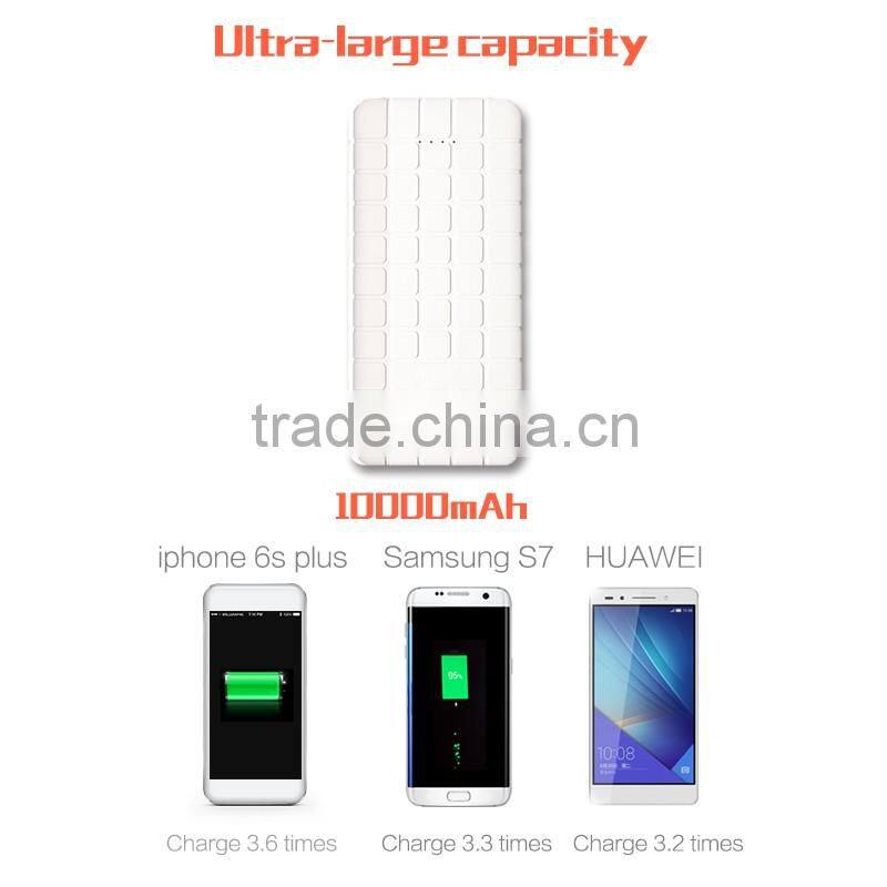 10000mAh Portable Cellphone Battery Charger Built-in Micro USB Cable Chocolate External Battery Power Bank