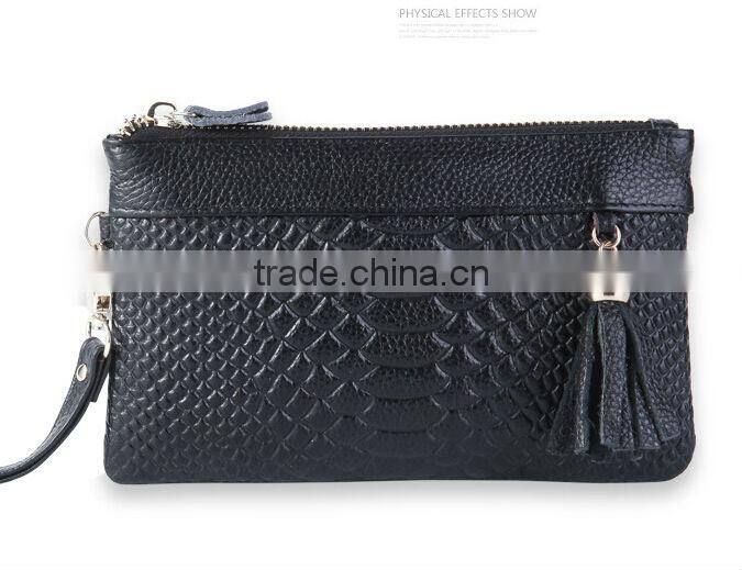 Hot Women Zipper Tassel Genuine Cowhide Leather Clutch Wallet Case Lady Long Handbag Wallet And Purses New