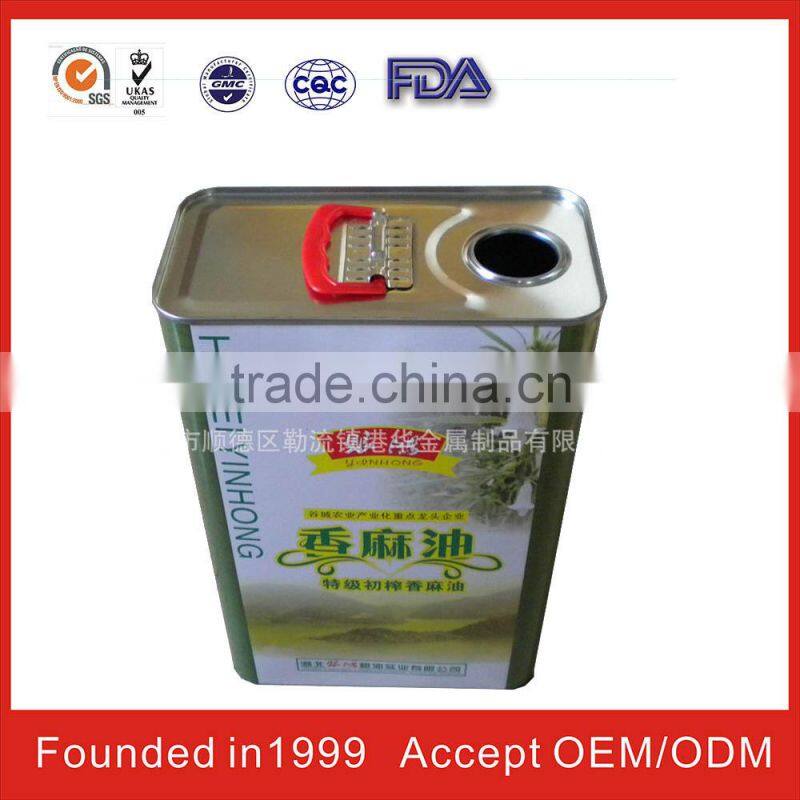 china square edible oil tin cans For FDA