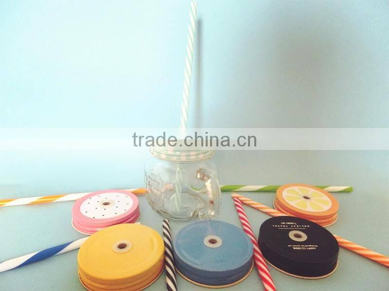 200ml fancy white glass juice empty cup with straw and lid/drinkware series