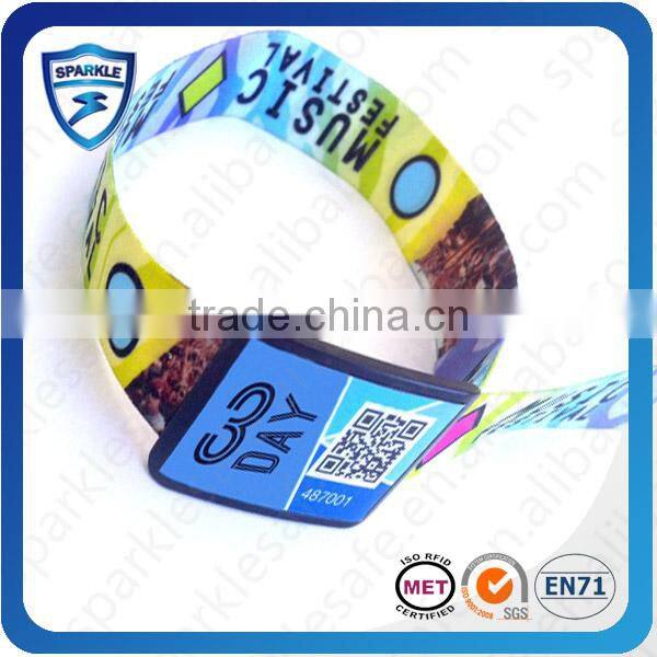 Hot sell rfid fabric wristband with plastic fastener