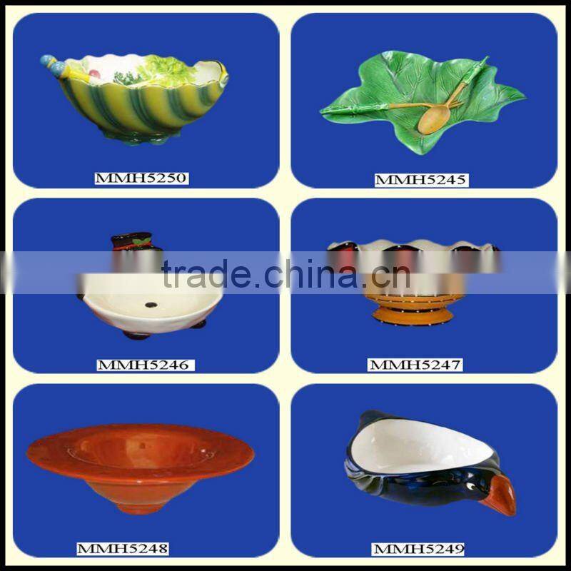 Novelty pedestal ceramic fruit bowl