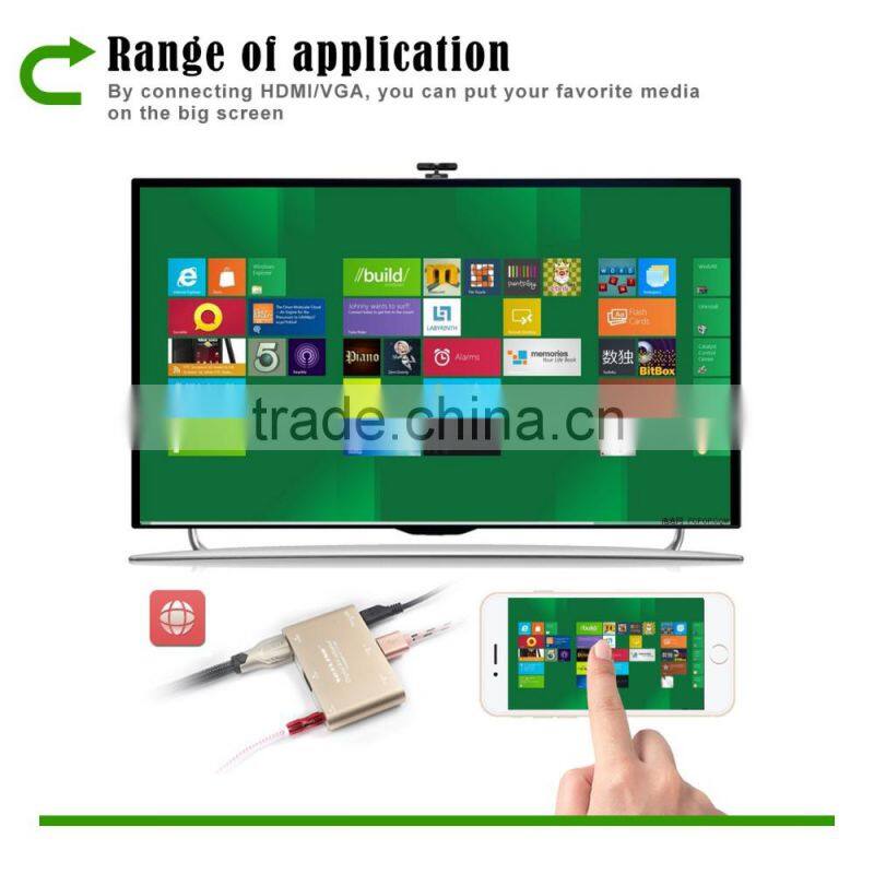 Voxlink Digital AV Adapter With VGA+Audio Dual Display Converter Power Silver/ Golden/ Gray