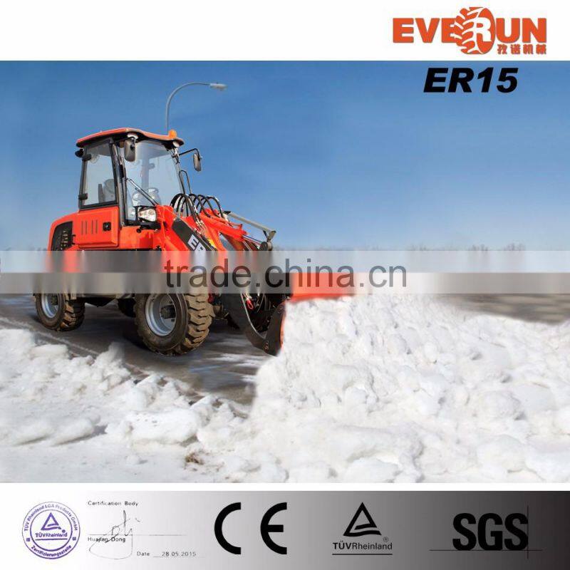 EVERUN brand CE EPA4 engine approved 1.5 ton china wheel front end loader with snow blade