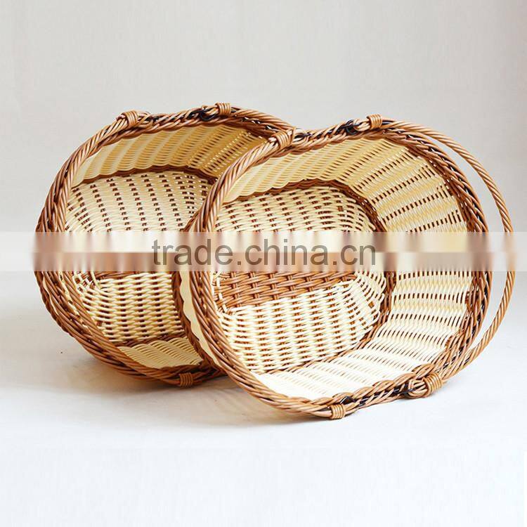 Food grade PE wicker hand basket outdoor picnic basket fruit basket wholesale