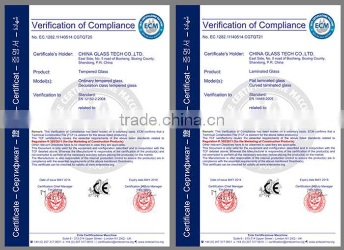 CE Certificate Colorful Coated Laminated Glass Prices