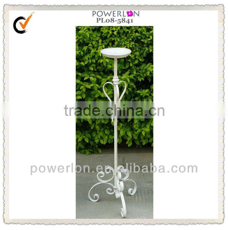 Antique white wrought iron candle stand