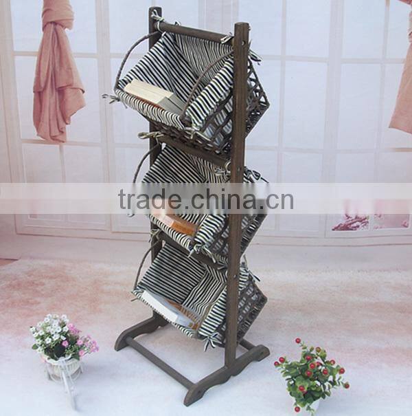 Small Wood Magzine 2 tier display rack