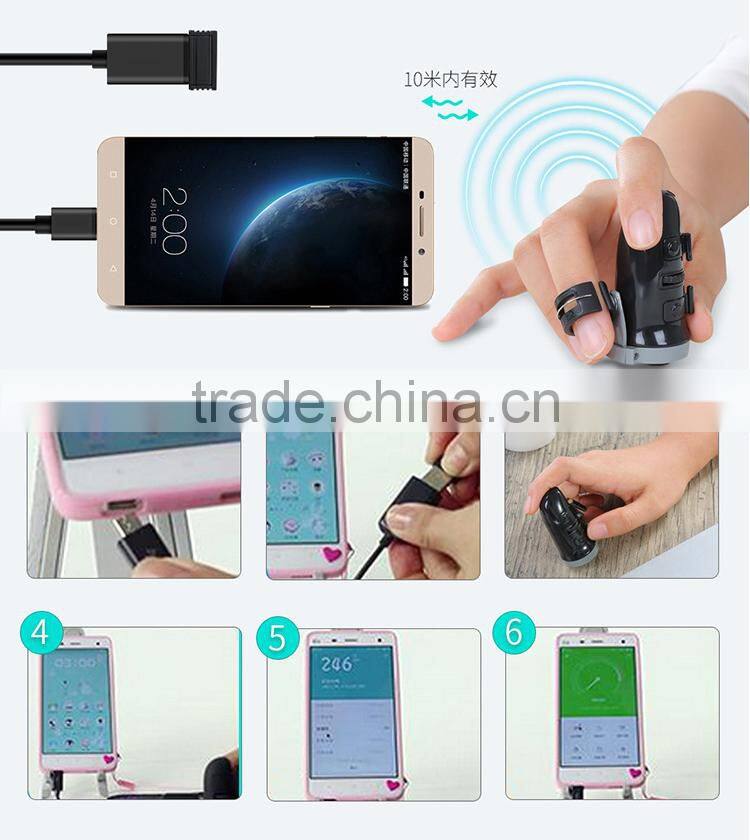 360 Degree Wireless 2.4G Bluetooth 3D Finger Mouse, Rechargeable 1600DPI Wireless Ring Mouse