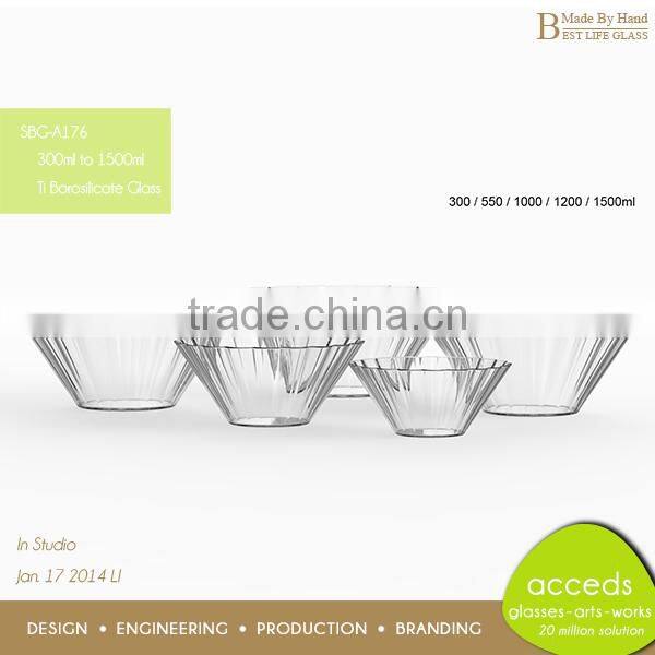 Handmade Borosilicate Clear Glass Fruit or Salad Bowl
