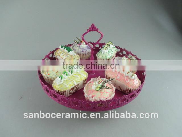 One Layer Small Colorful Cake Stand with Flower Rim OEM Factory Cheap Price