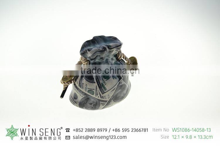 promotional gift money pattern with bag shape ceramic saving bank