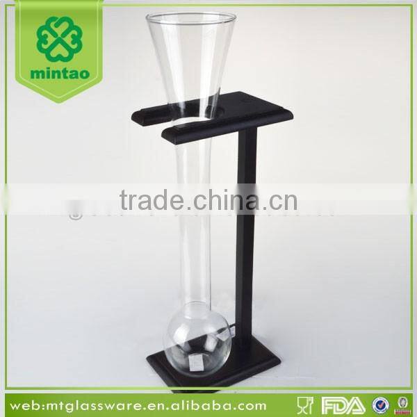 Popular middle size yard beer glass with black wooden stand wholesale