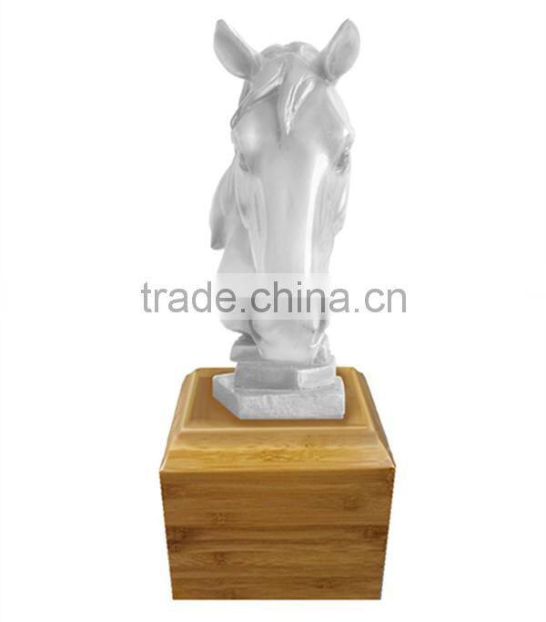 Resin Horse Head Urn Stand With Bamboo Base