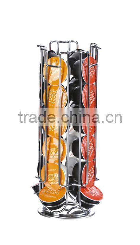Metal 24PCS Dolce Gusto Chrome Coffee Capsule Holder/Rack With a cheap price free standing