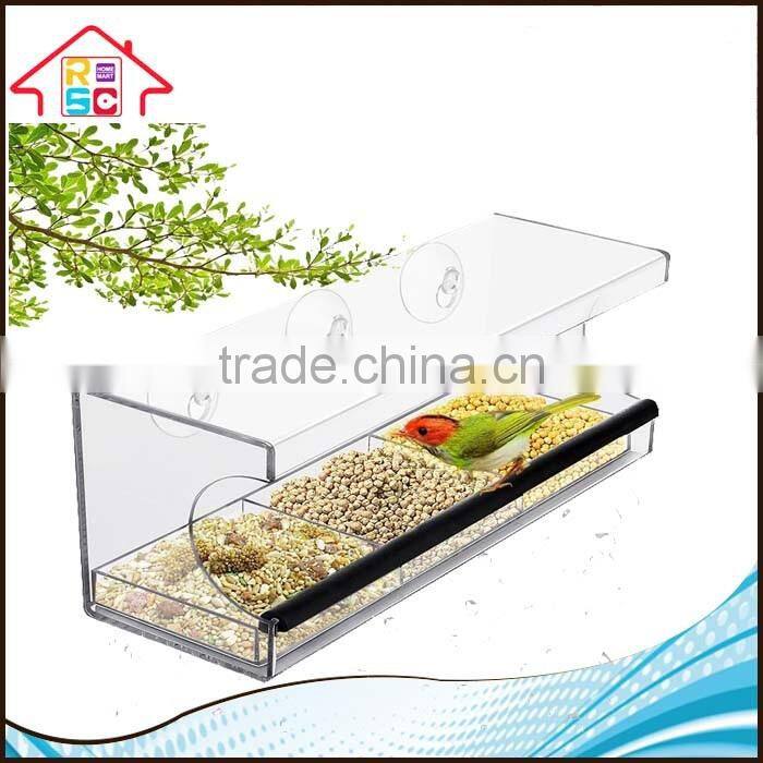 Customized clear outdoor high hardness acrylic window bird feeder with removable wholesale