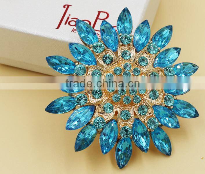 upscale gold plated red crystal hijab pins rhinestone brooch for engagement