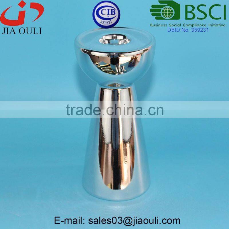 BSCI Audit factory dolomite electroplated christmas candleholders, silver plated candle holder