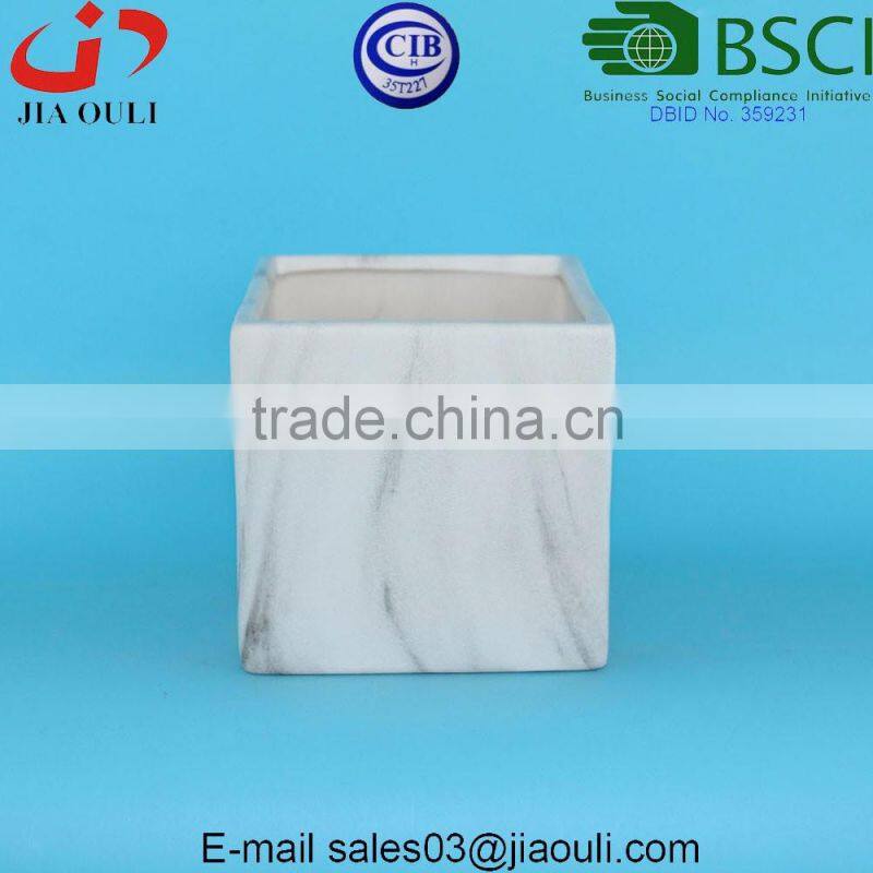 Glazed White Ceramic Succulent pot, dolomite plant pot