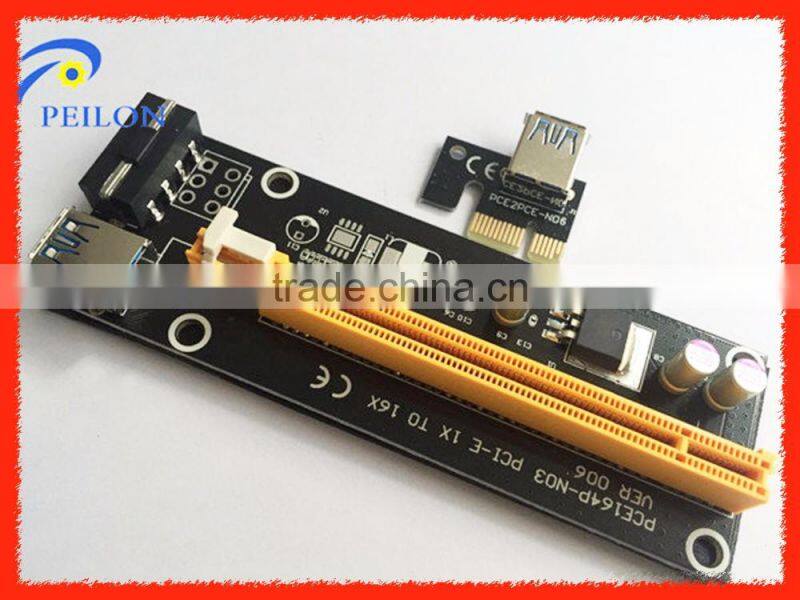60cm USB 3.0 PCIe X1 TO X16 with power supply cable / PCI-e 1x to 16x Adapter 6PIN PCIE to pci adapter