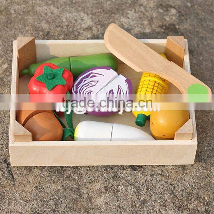 Pretend play kitchen toys wooden toy cutting fruit for kids W10B183