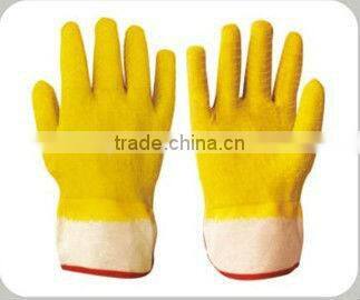 CR Latex coated gloves,cotton woven line,canvas cuff,open back
