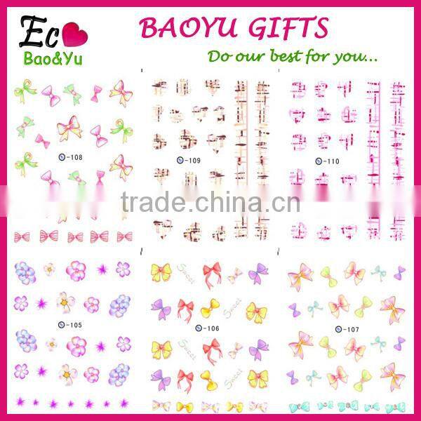 Hogift Hot Selling Flower Nail Sticker,3D/Water Printing Japan Fashion Nail art Decals