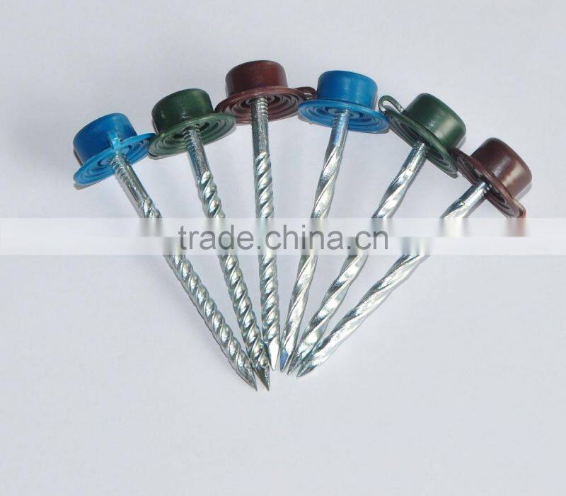Roofing nails with plastic cap