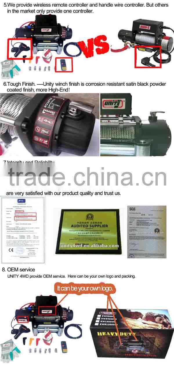 9500lbs CE approved Car wireless remote control mini 12v electric winch