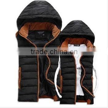 Vests Men women Sleeveless Jacket 2014 Autumn Winter High Quality Cotton-padded Waistcoat BLACK BOMBER JACKET