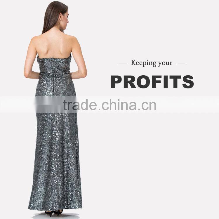 2017 Guangzhou factory women clothing sequin prom dress model