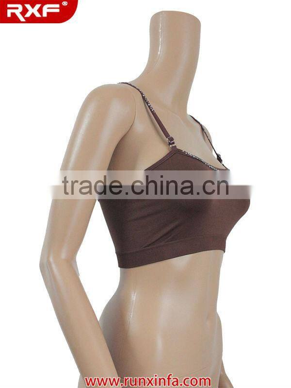 2014 Ladies Seamless embroidery camisoles/Rhinestone bandeau bra