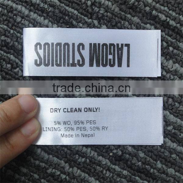 Wholesale Custom Cheap 100 Polyester Satin Garment Care Label with Wash Instructions
