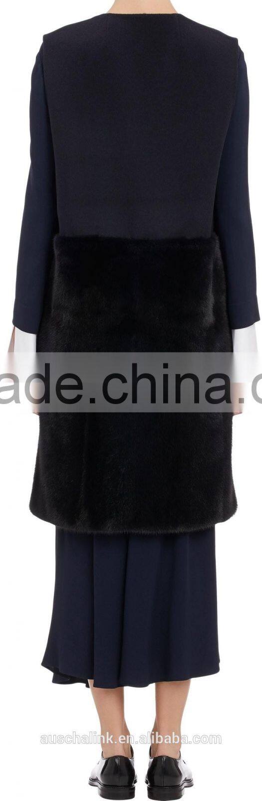 women black round neck mink fur bottom vests customized