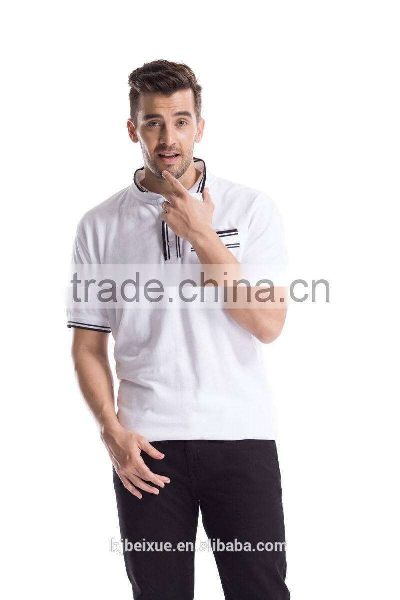OEM white cotton printing custom collar tshirt design plain mens tshirt