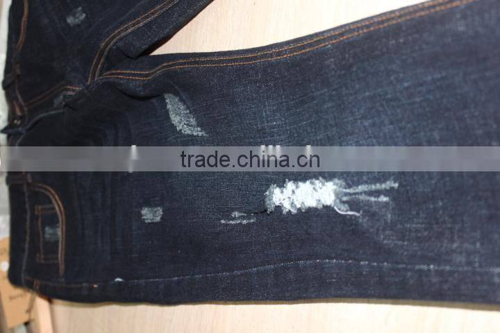 GZY 2017 New classical embroidery patch style man's jeans pent damaged jeans stock