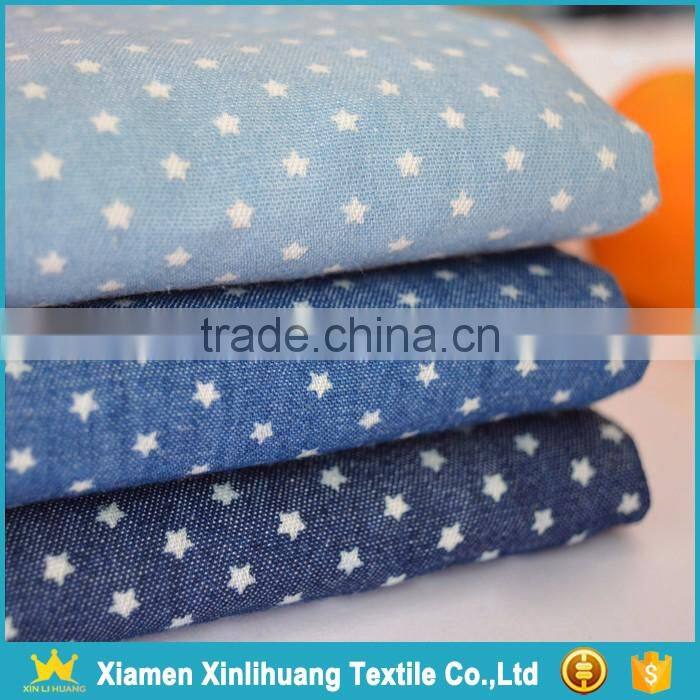 Wholesale Cheap 85% Cotton 15% Polyester Printed Denim Fabric