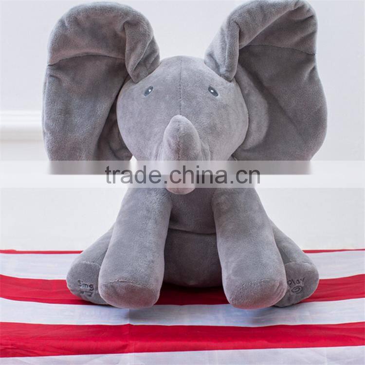 wholesale baby soothing toys soft plush music sining animal rabbit and elephant toy