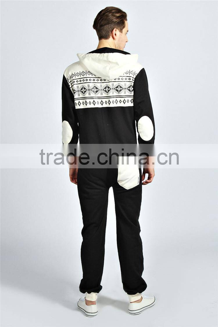 PA0030A adult chest print jumpsuit tracksuit onesie hoody