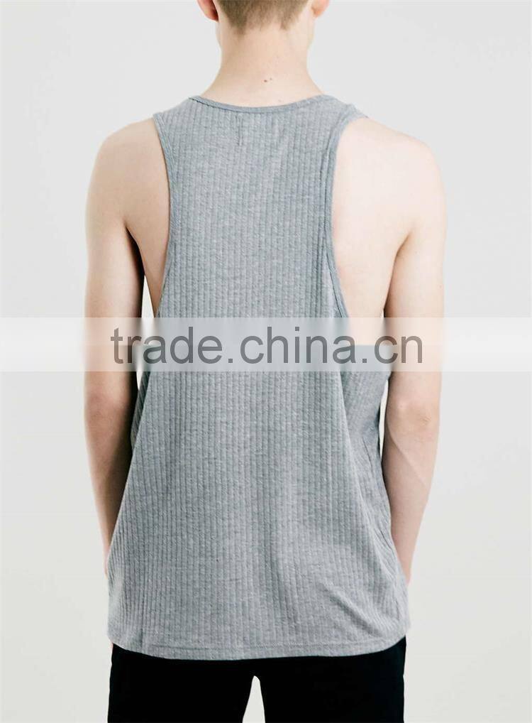 Slim fit plain grey loose tank tops men wholesale